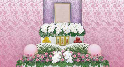 ファミリーホール湘南台、アレンジ祭壇・静（ノーマル）107,800円